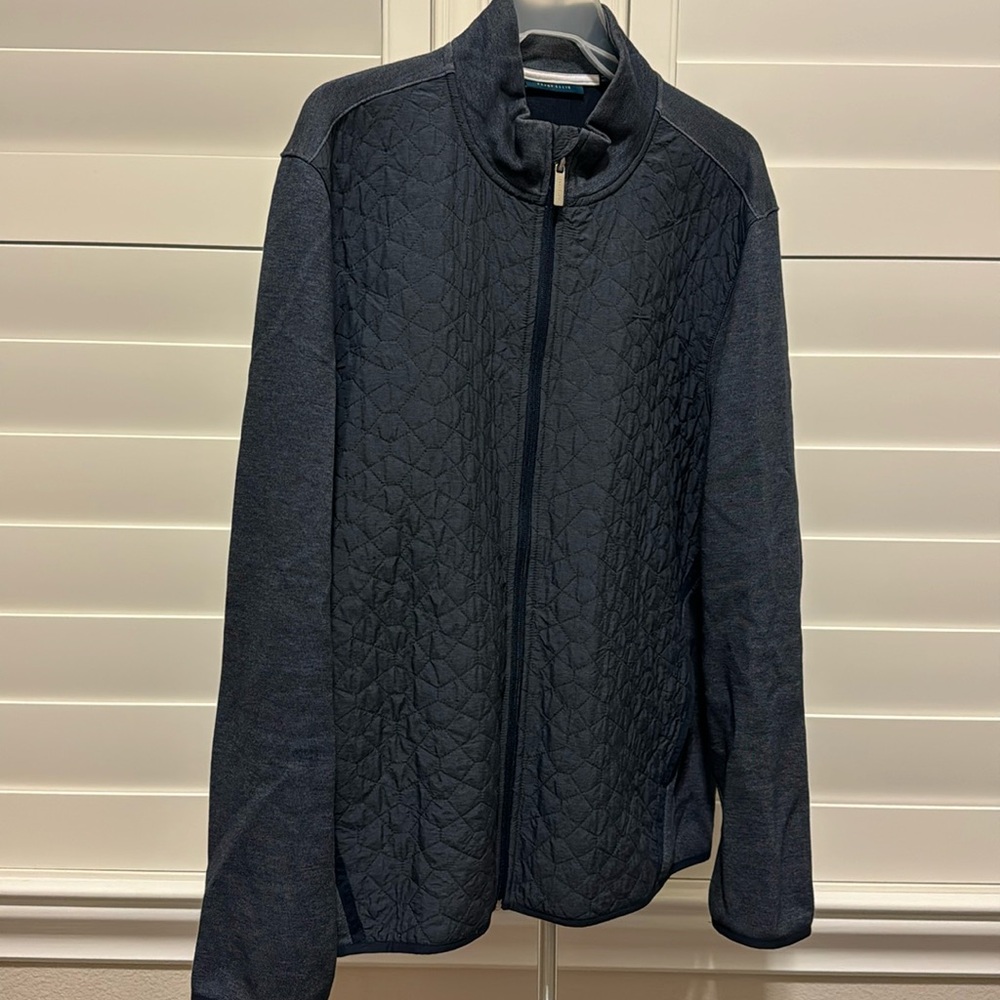 Perry Ellis Mens Quilted Bomber Jacket, Navy Blue XXL. Like new.